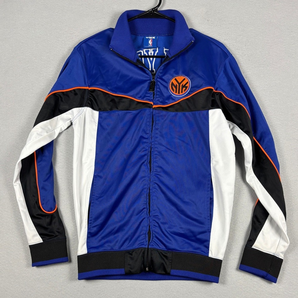 UNK NBA Blue Label New York Knicks Track Jacket Full Zip Spellout Small Y2k